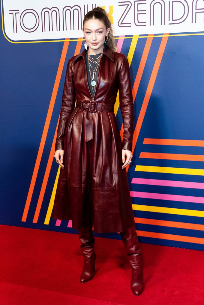 Gigi Hadid In Red Leather