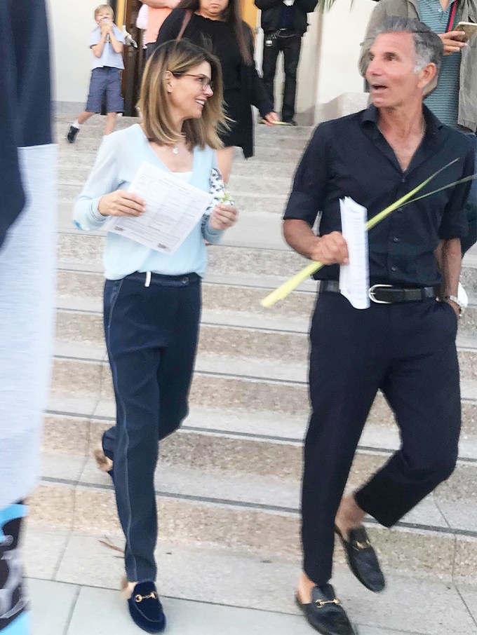 Lori Loughlin and Mossimo Giannulli leave a church in Beverly Hills