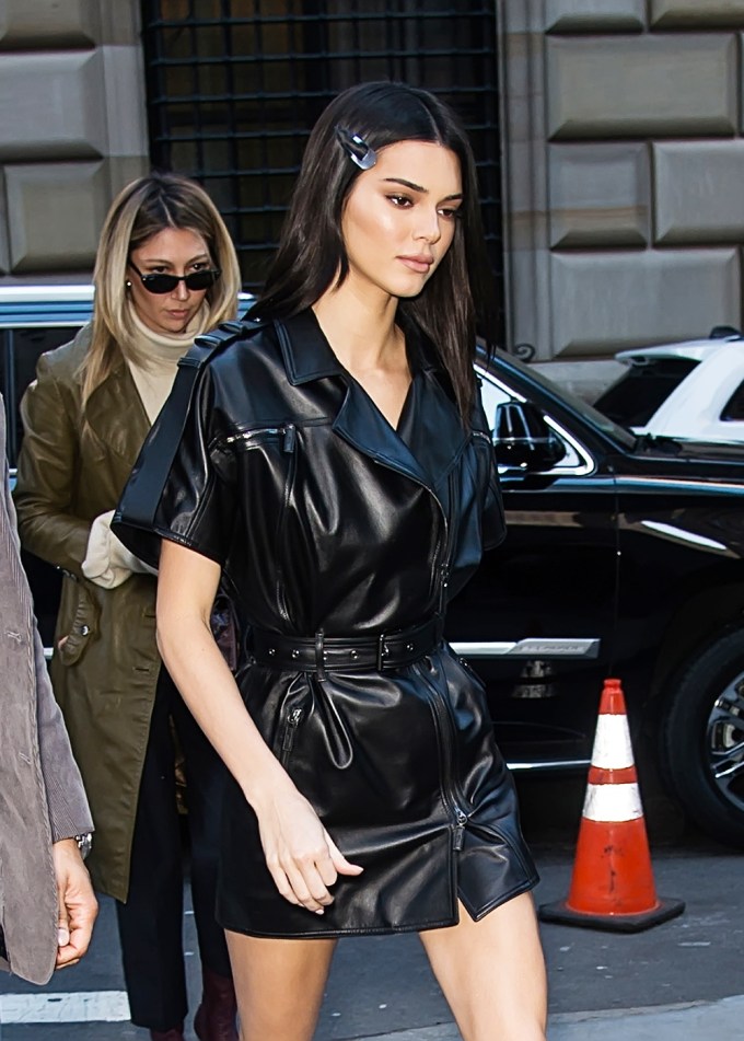 Kendall Jenner Black Leather Boots Autumn Winter 2019