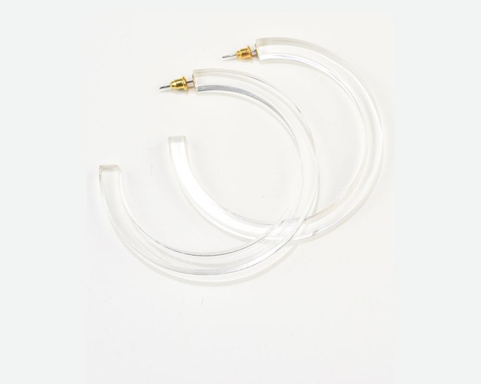 INK + ALLOY Lucite Hoop Earring Clear, $25, inkalloy.com