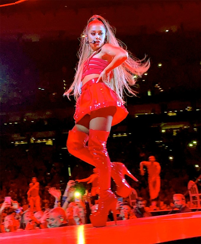 Ariana Grande Rocks Out in Red