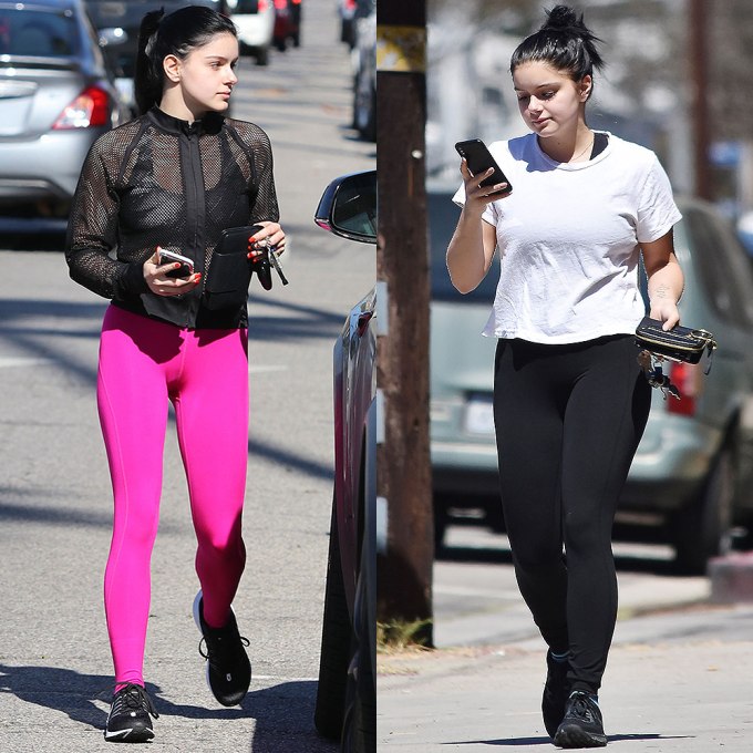Ariel Winter wears pink leggings that show off her weight loss