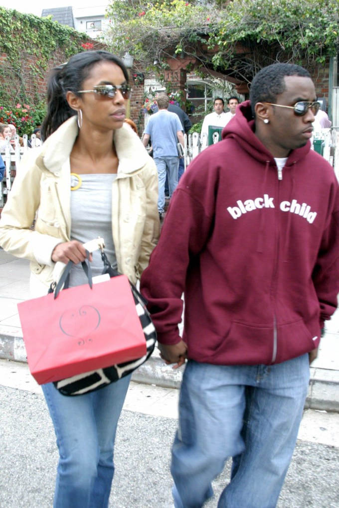 Diddy & Kim Porter Leaving The Ivy In Beverly Hills In 2004