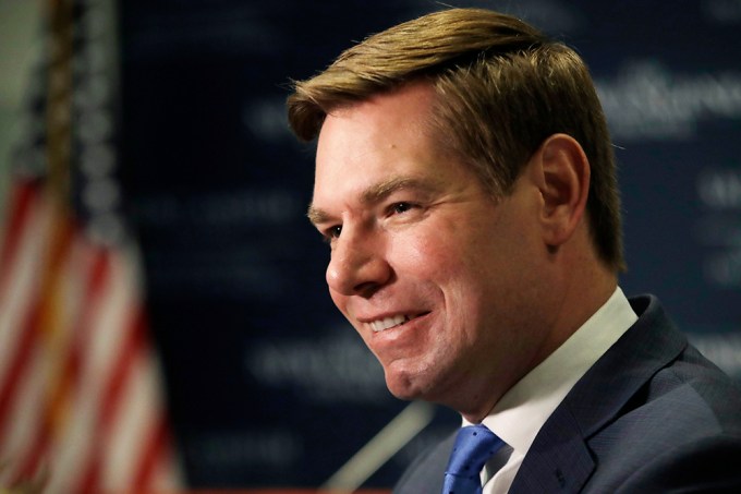 Eric Swalwell gives a smile