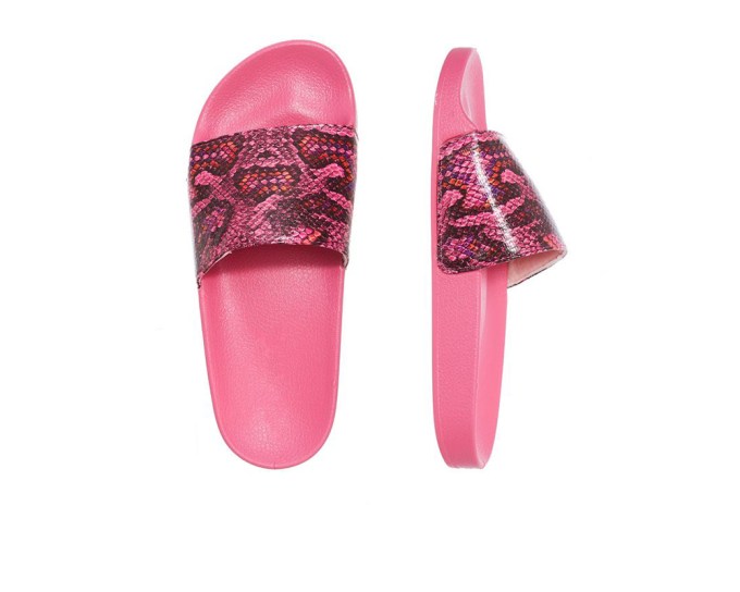 QUIZ Hot Pink Snake Print Sandals, $23, quizclothingus.com