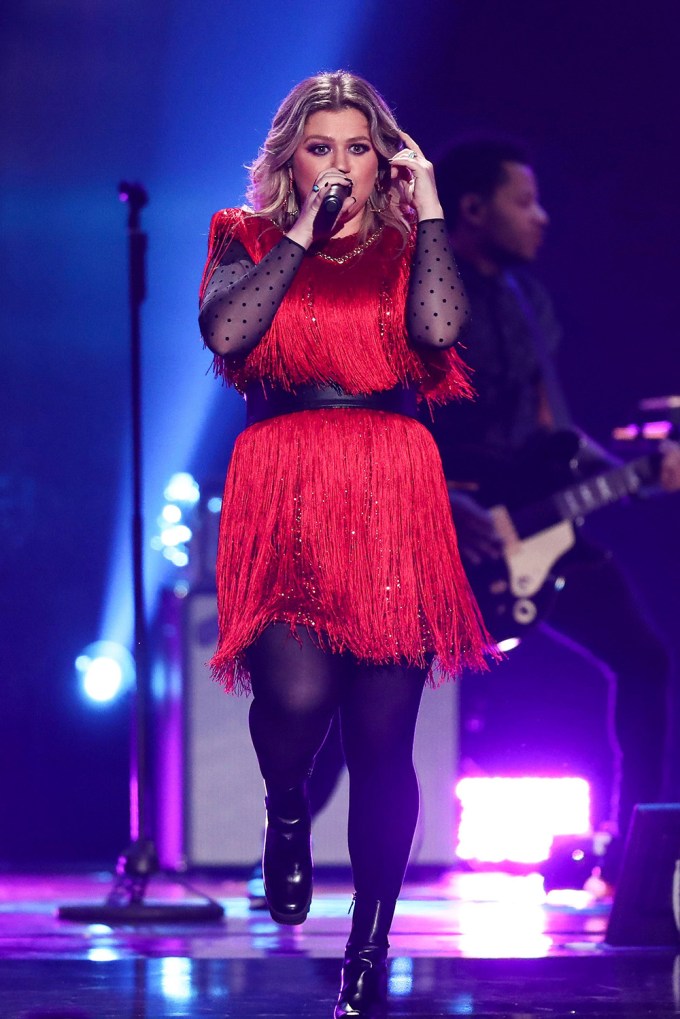 Kelly Clarkson performs at the iHeartRadio Music Festival.