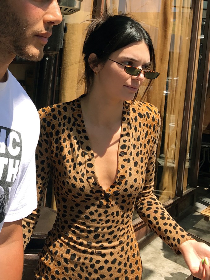 Kendall Jenner In Leopard Mini Dress