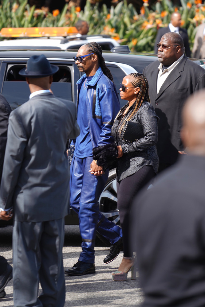 Snoop Dogg and Shante Broadus at Nipsey Hussle’s memorial