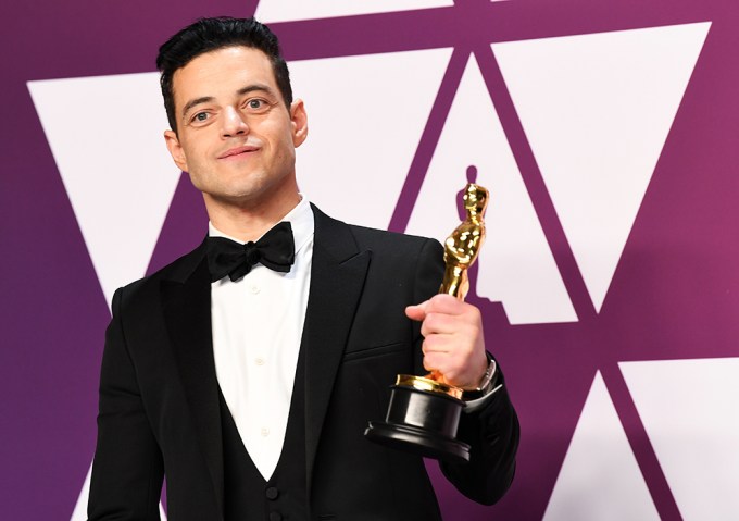 Rami Malek Holding His Oscar
