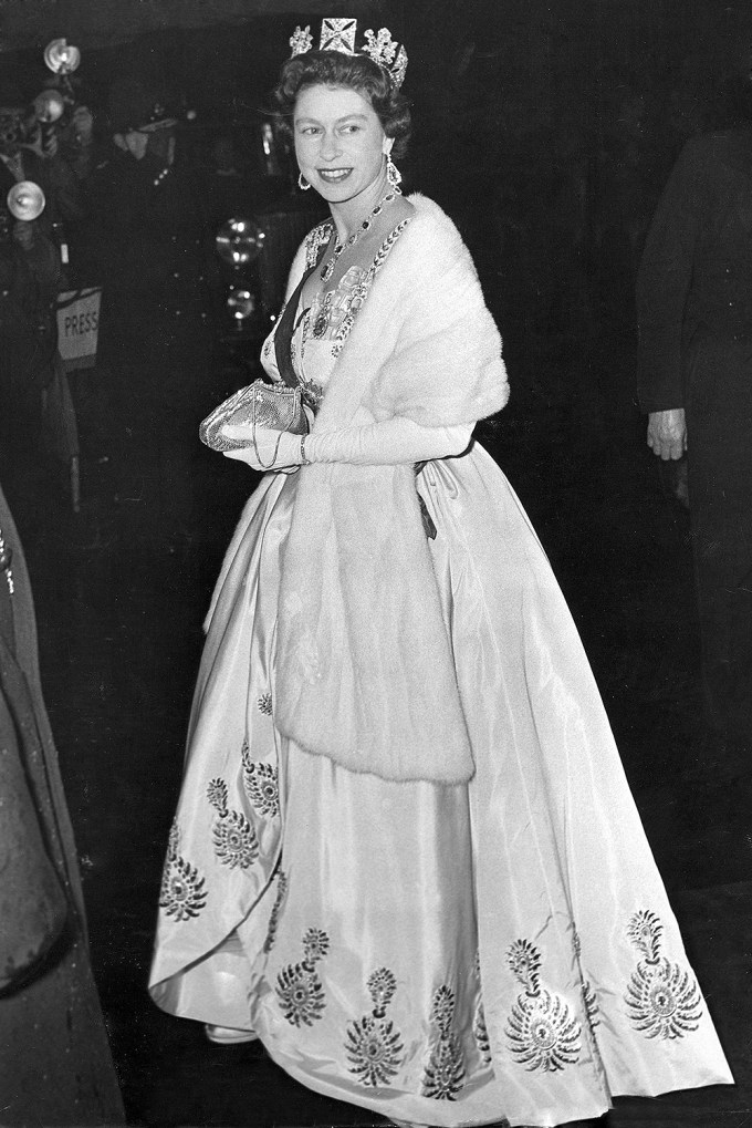 Queen Elizabeth II in a formal gown