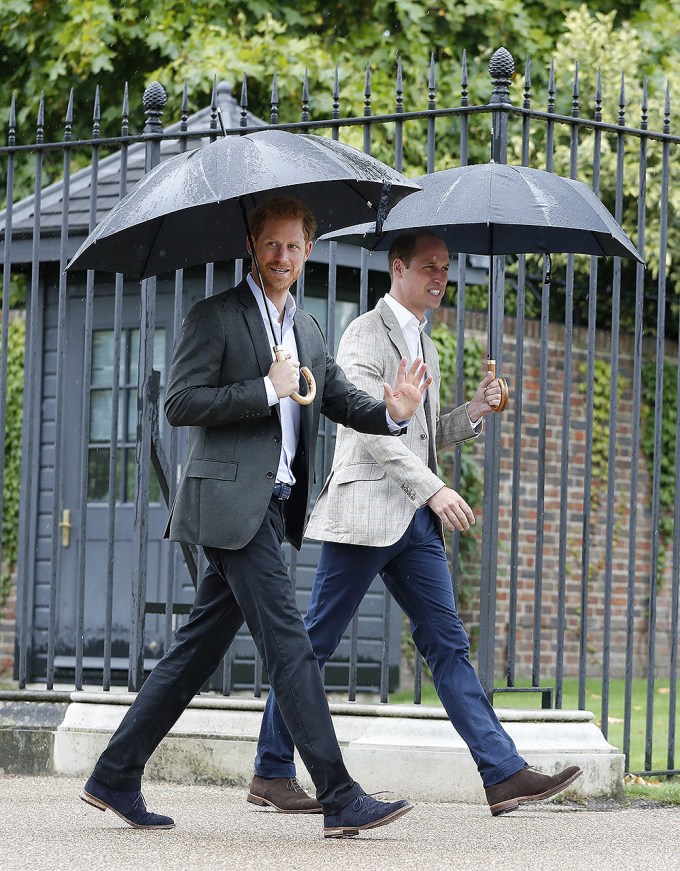 Prince William & Prince Harry Walk At Kensington Palace
