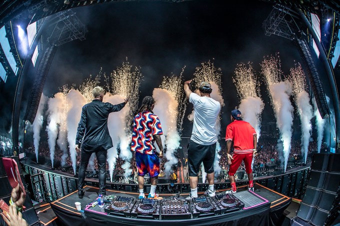 Afrojack hits the stage with Rae Sremmurd and Stanaj to perform their new single, ‘Sober.’