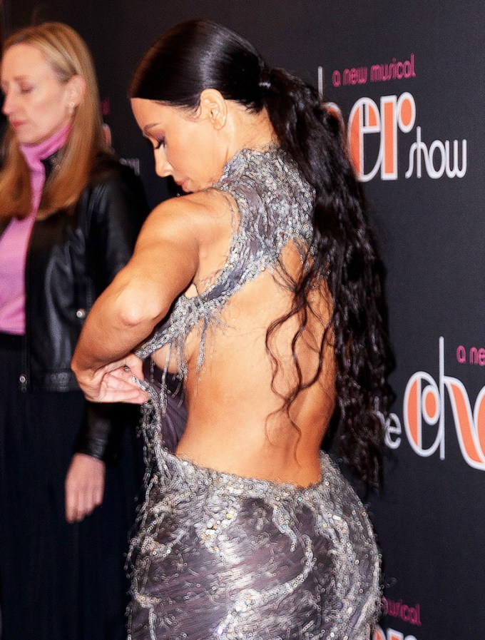 Kim Kardashian’s left breast is exposed on the red carpet