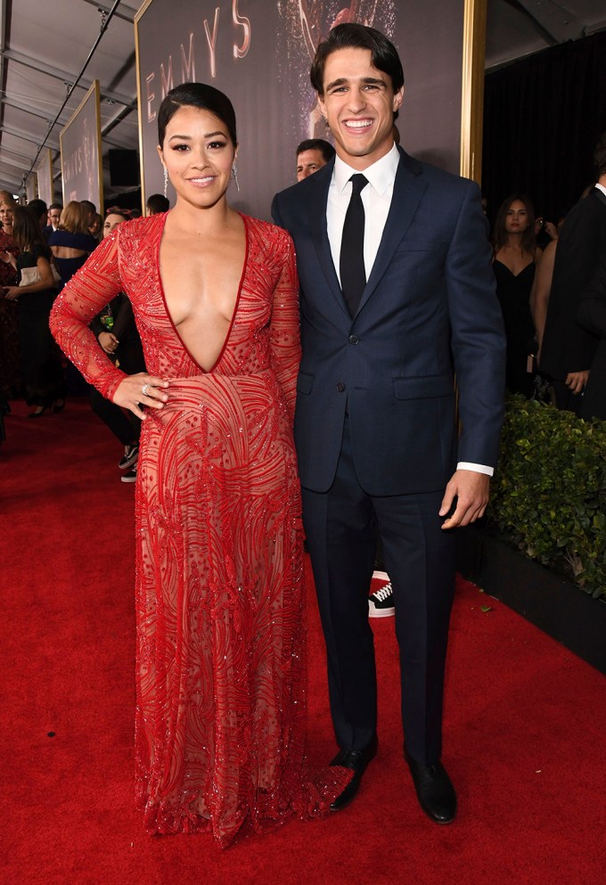 Gina Rodriguez & Joe LoCicero At Emmy Awards