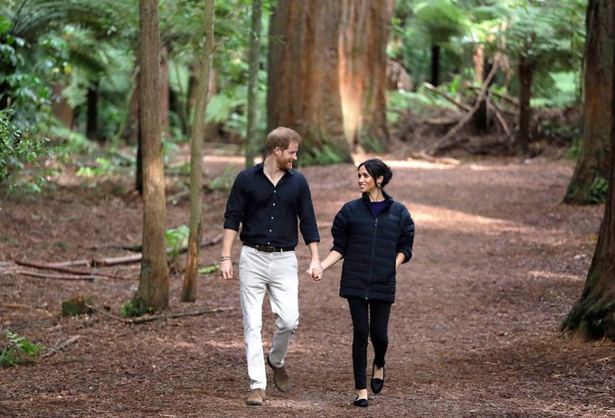 Prince Harry & Meghan Markle Tour A Redwoods Forest