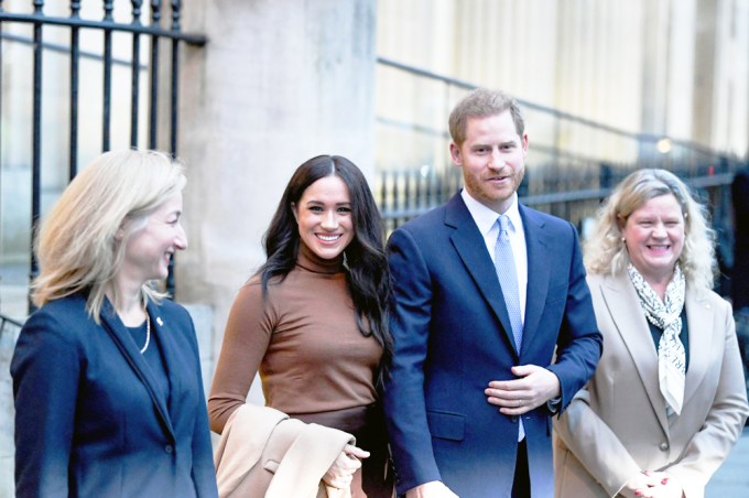 Prince Harry & Meghan Markle Smile During Their Canada House Visit
