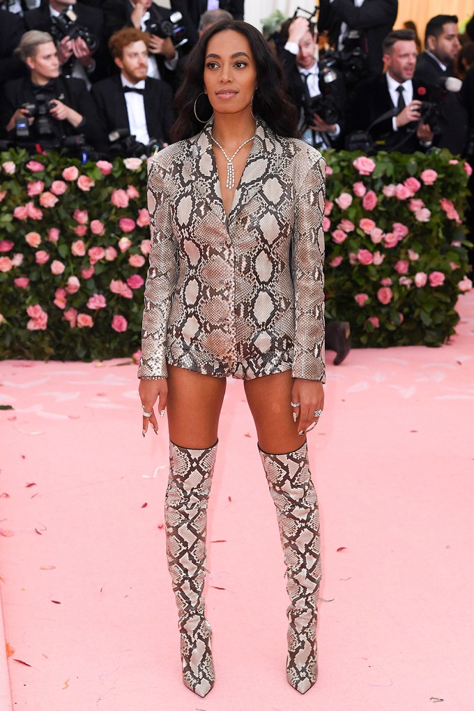 Solange Knowles Takes The Pink Carpet In Snake Print