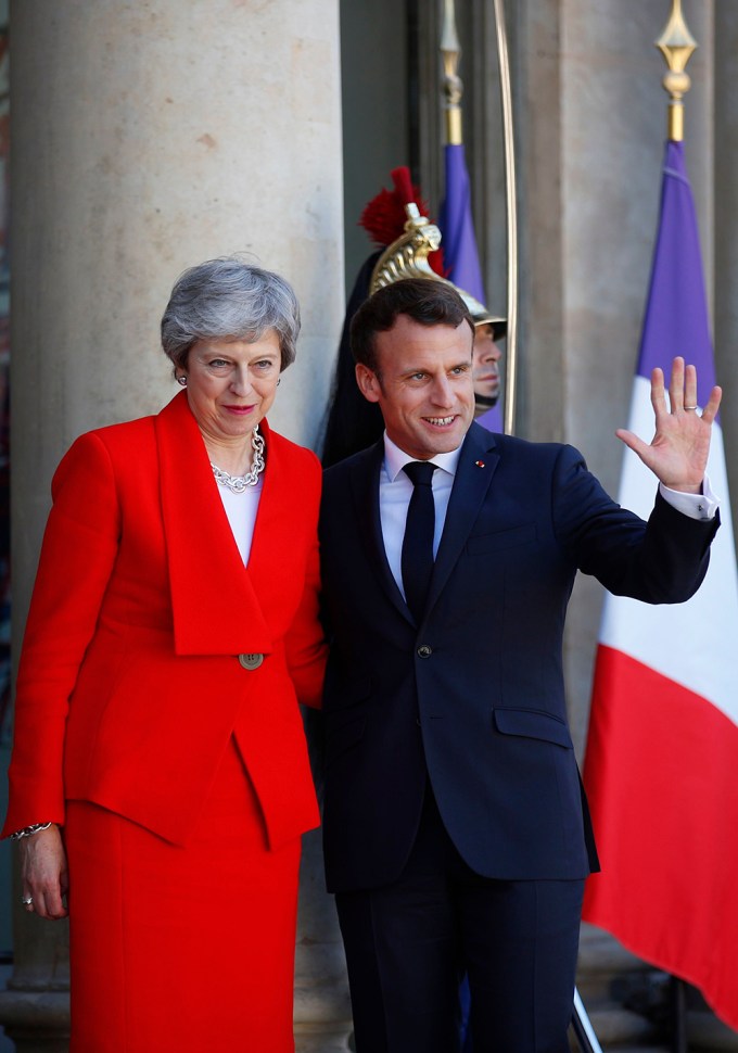 Theresa May Visits With Emmanuel Macron