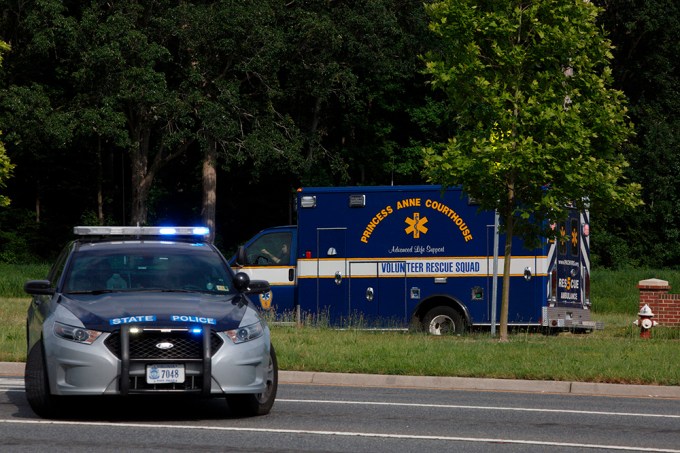 Ambulance outside of the Virginia Beach mass shooting.