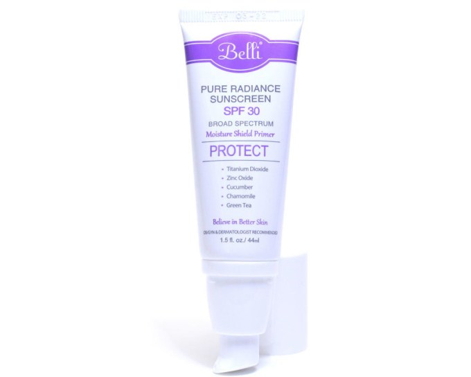 Belli Skincare Pure Radiance Sunscreen SPF 30, $24, Belliskincare.com