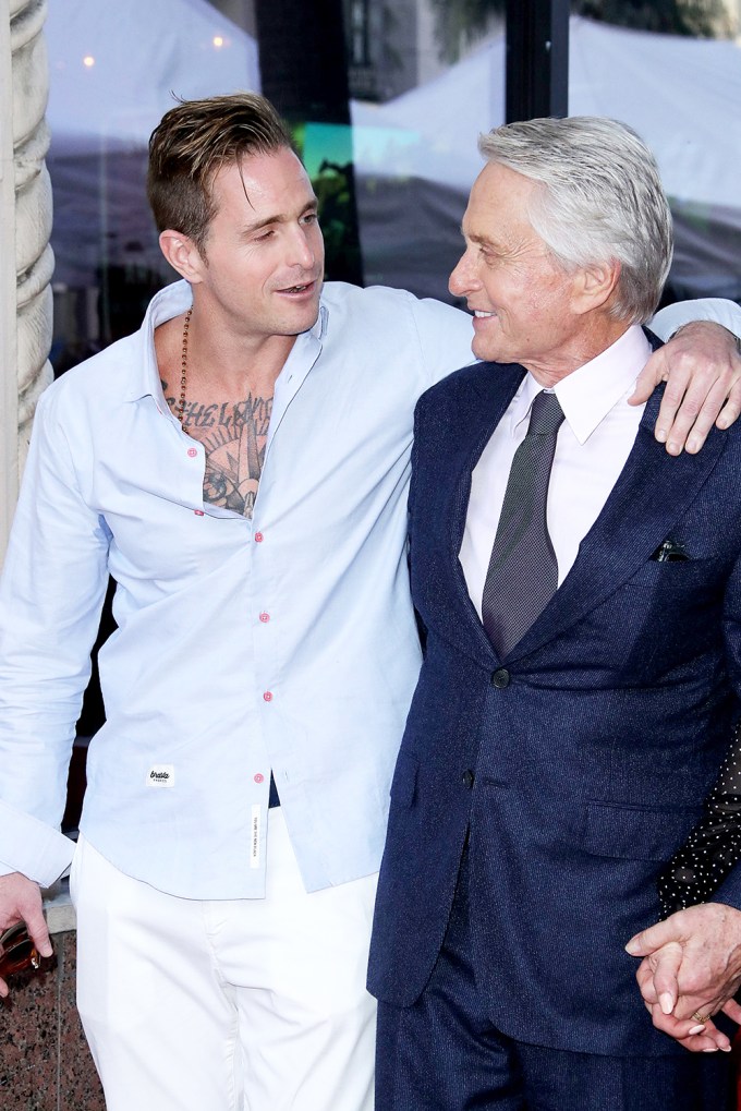 Michael Douglas & son Cameron at the Hollywood Walk of Fame