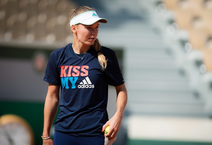 Caroline Wozniacki walks at the French Open Tennis Championships