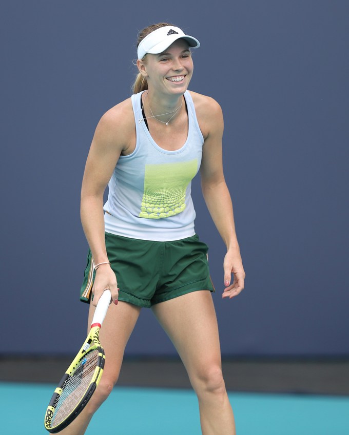 Caroline Wozniacki at the Miami Open practice