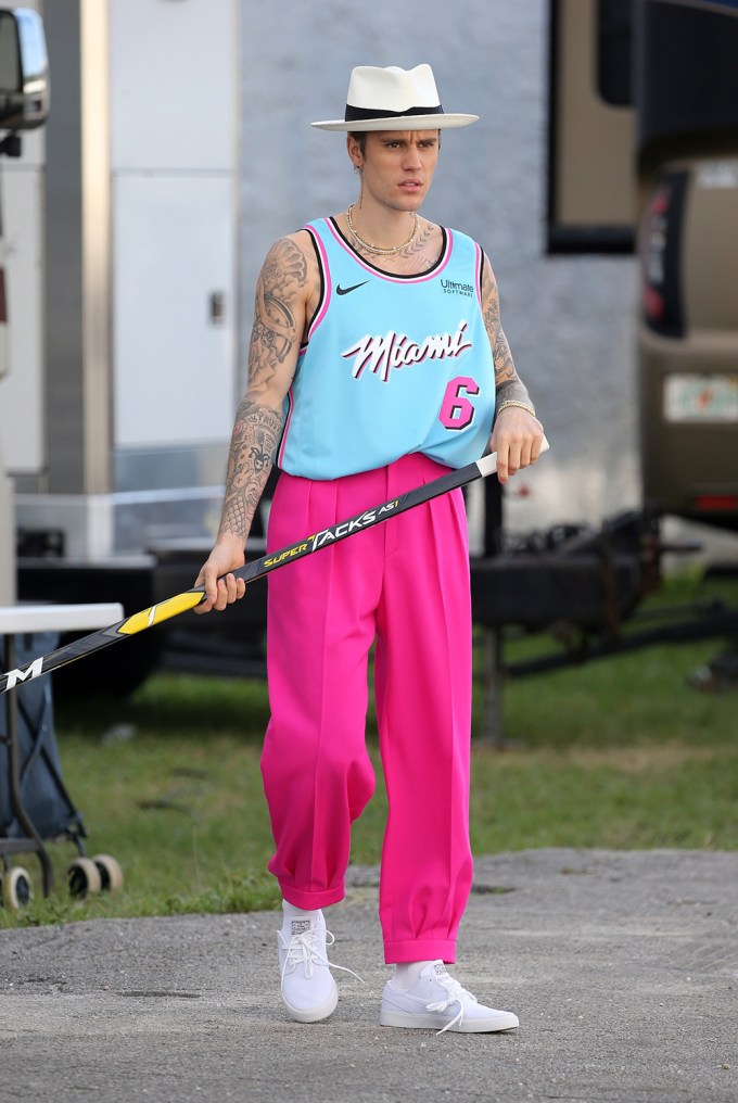 Justin Bieber Plays Hockey In Miami