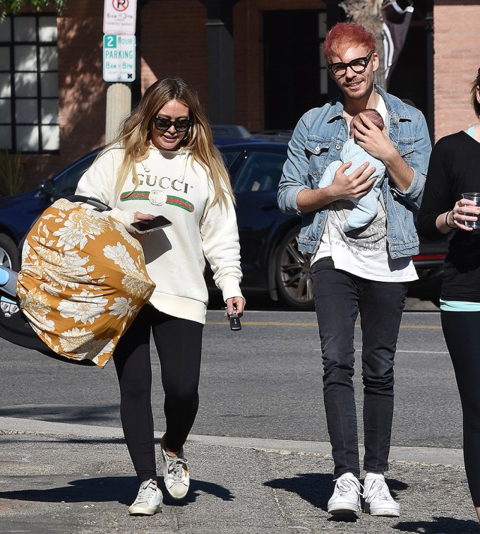 Hilary Duff and Matthew Koma out and about with their baby