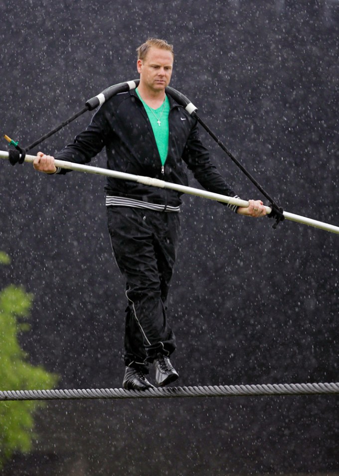 Nik practicing his Niagara Falls tightrope walk
