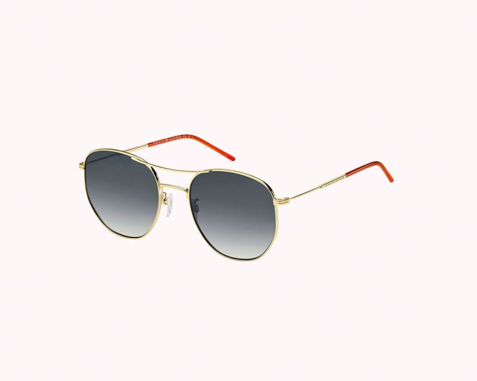 Tommy Hilfiger Slim Line Sunglasses in Gold or Palladium, $120, tommy.com