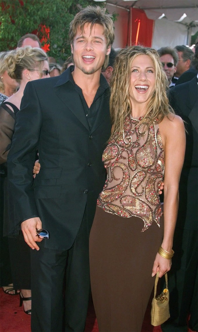 Brad Pitt and Jennifer Aniston smile together
