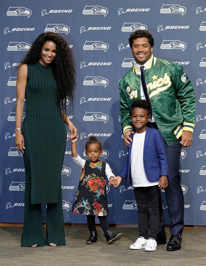 Ciara, Russell Wilson & Their Kids At A Press Conference