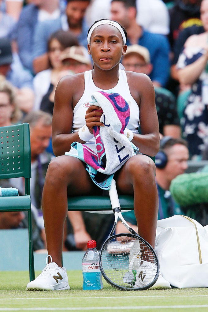 Cori ‘Coco’ Gauff takes a break at Wimbledon
