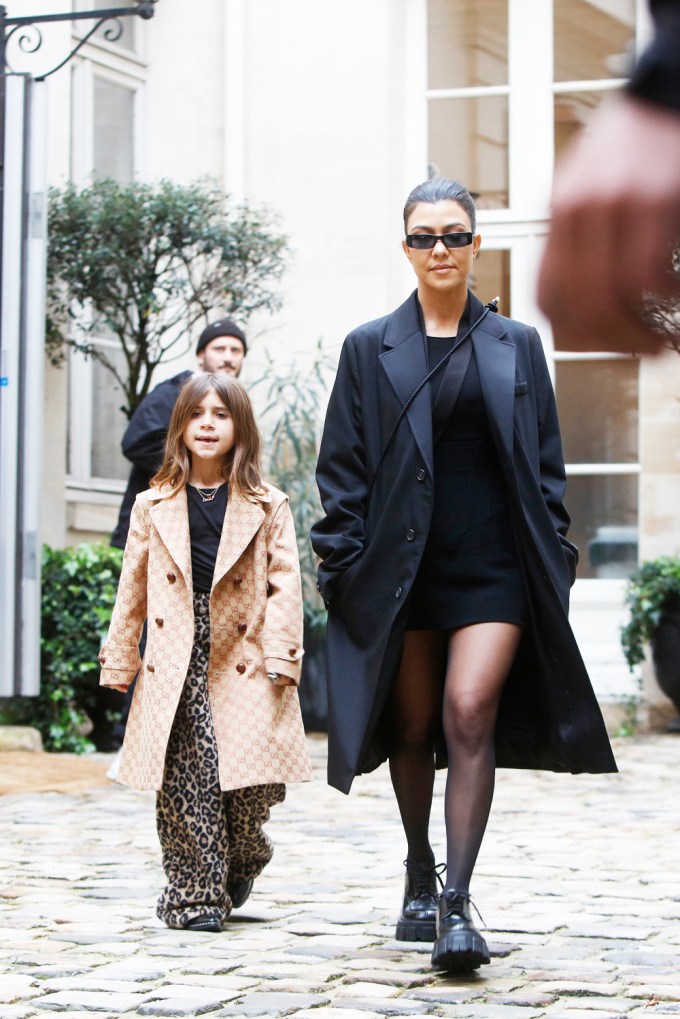 Kourtney Kardashian & Penelope Disick In Trench Coats