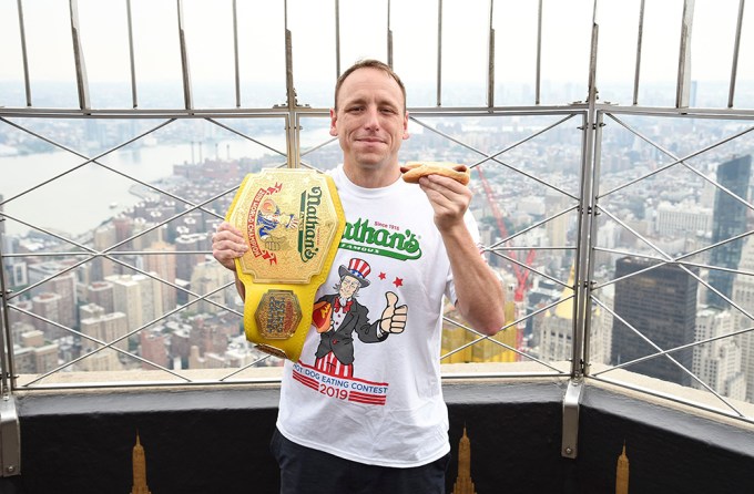 Joey Chestnut At Top Of Empire State Building