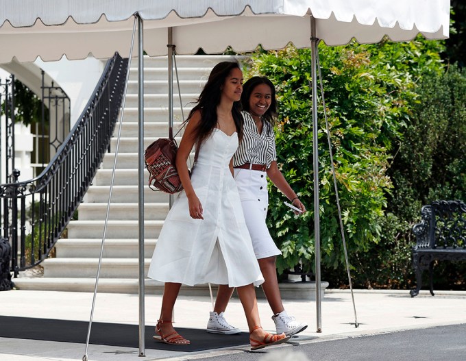 Malia & Sasha Leave the White House for Vacation