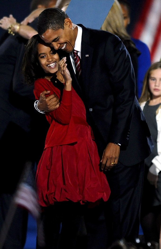 Malia Obama Celebrates With Her Dad