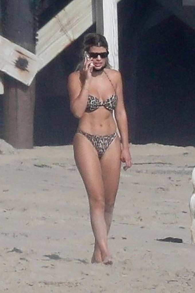 Sofia Richie rocks a leopard bikini in Malibu