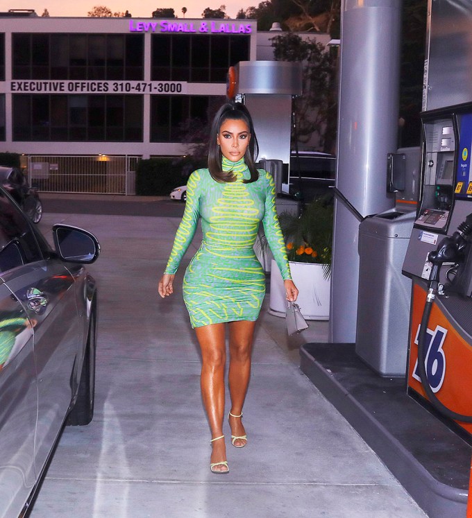 Kim Kardashian In Green & Yellow Look