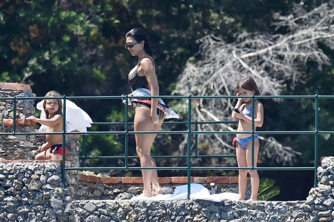 Kourtney Kardashian with her children, Reign & Penelope in Portofino