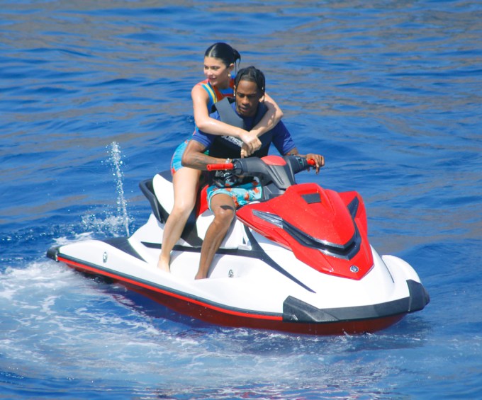 Kylie Jenner & Travis Scott On A Jet Ski In Positano, Italy