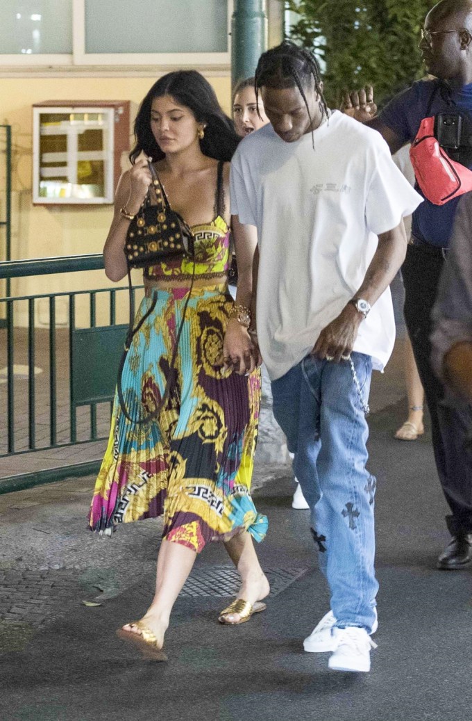 Kylie Jenner & Travis Scott holding hands in Capri