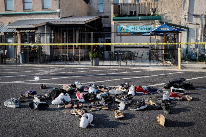 Shoes at the scene of the Ohio shooting