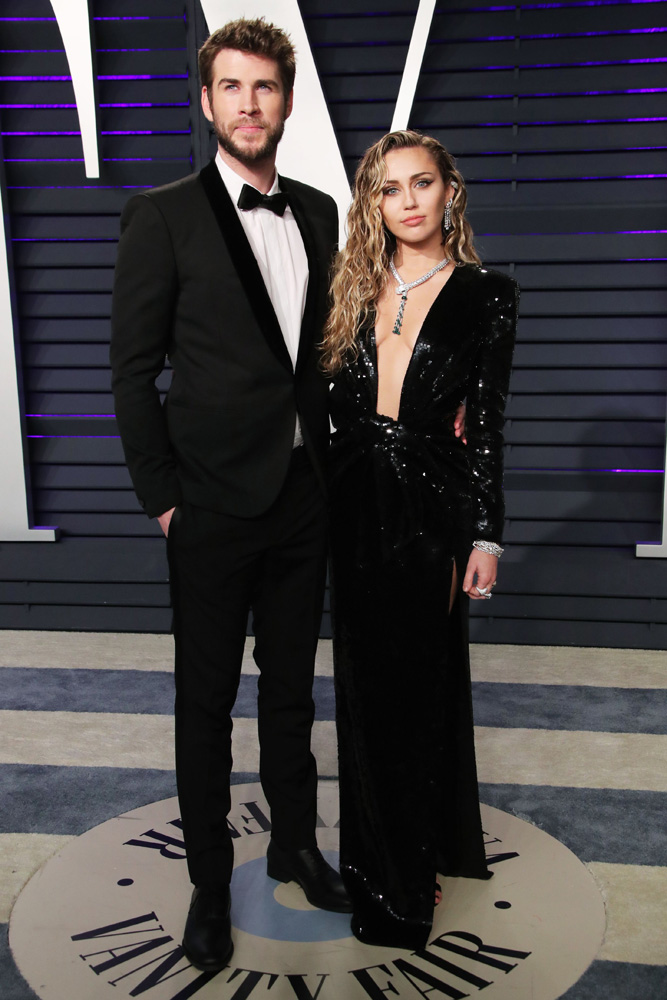 Miley and Liam arrive at VF’s 2018 Oscar party