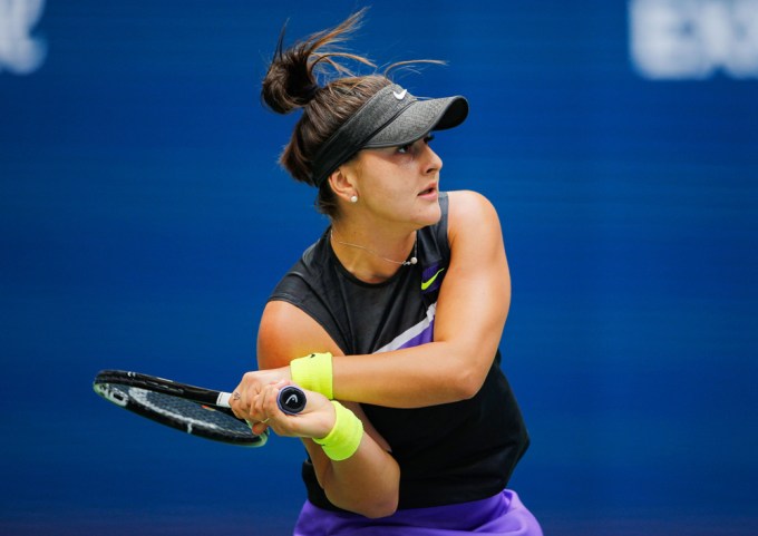 Bianca Andreescu playing her winning match at the U.S. Open