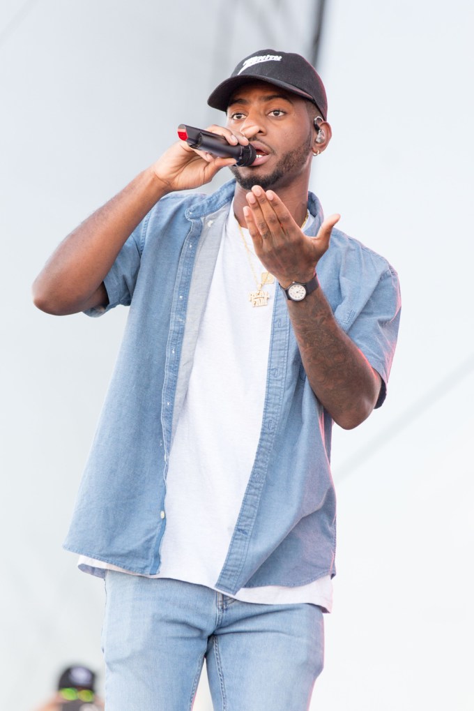 Bryson Tiller performing at the iHeartRadio Daytime Village Show in Las Vegas