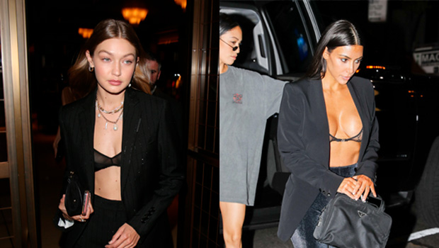 Gigi Hadid Vs. Kim Kardashian Bra Under Blazer Look: Who Wore It