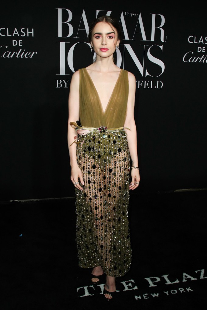 Lily Collins stuns at the at the Harper’s Bazaar ICONS party