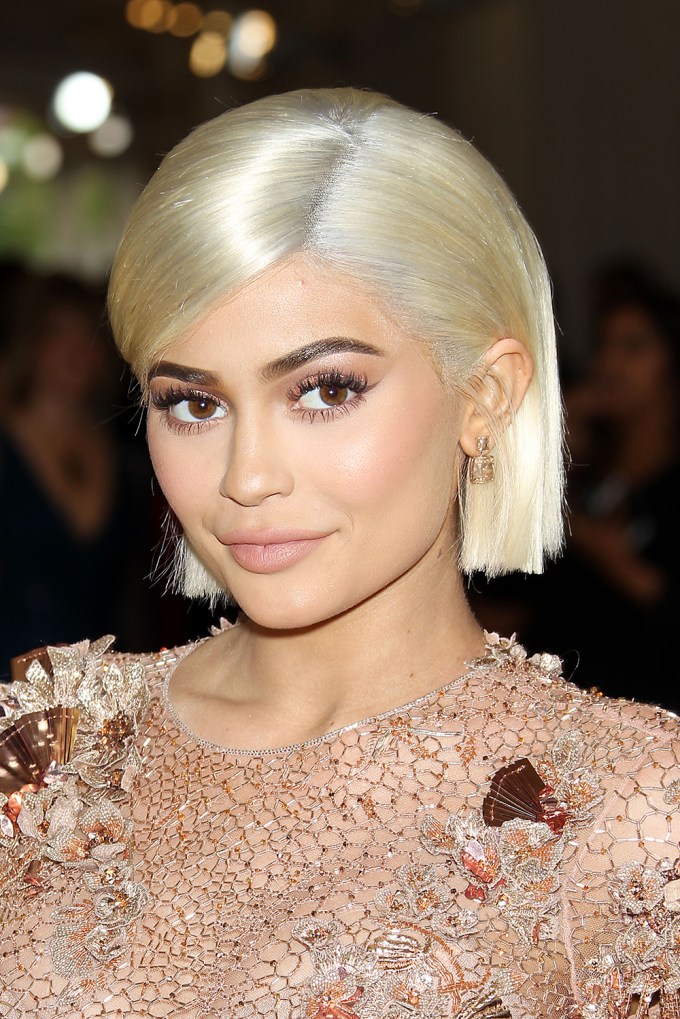 Kylie Jenner with a blonde bob